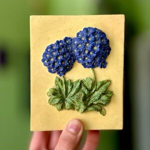 VTG Cottagecore Rustic Floral 3D Textured Trinket Box With Decorated Interior